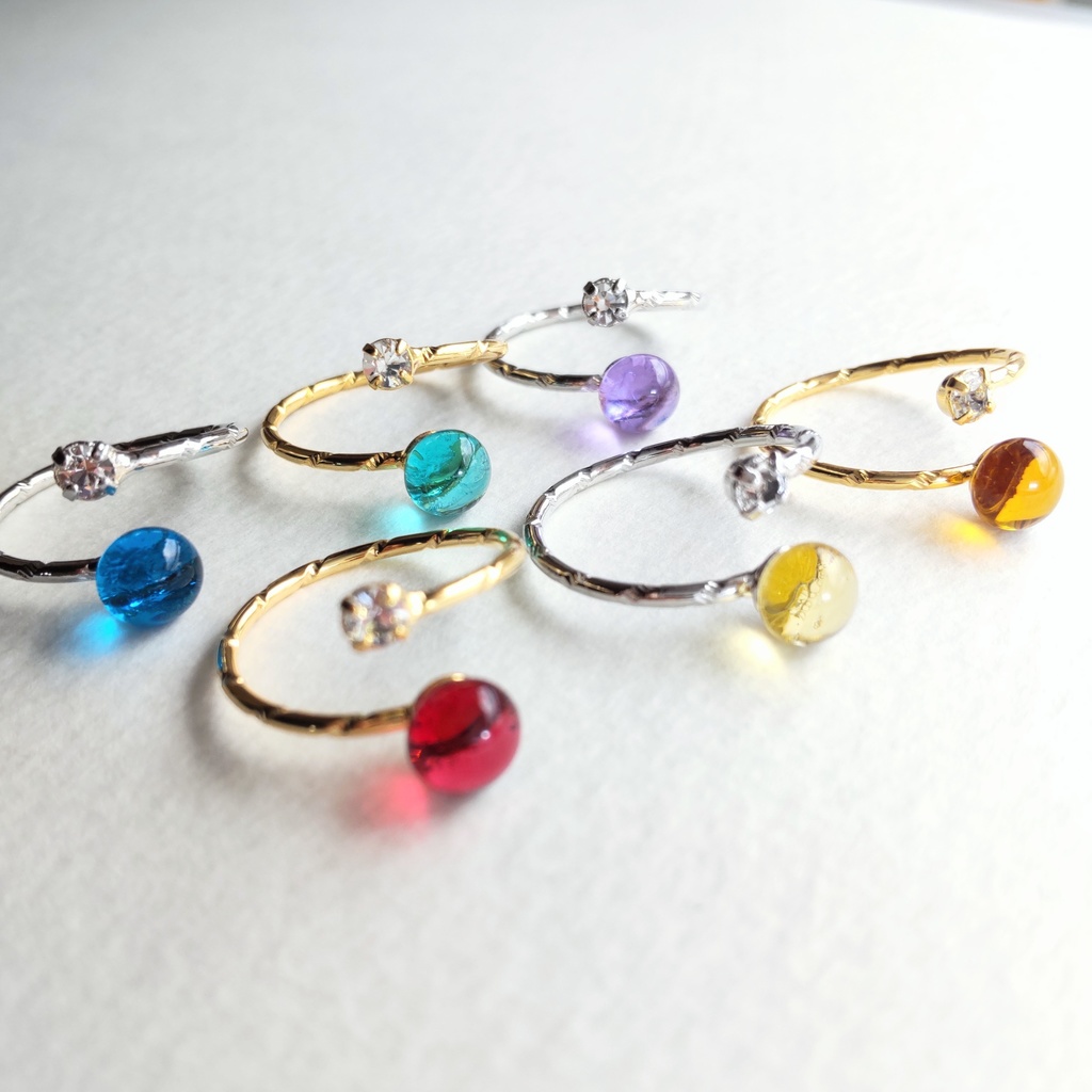 【推しカラー】全27色 ガラスナギットのリング