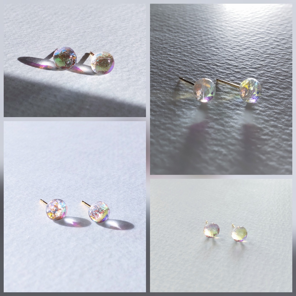 オーロラみたいに光るピアス〈ゴールド〉1ペア