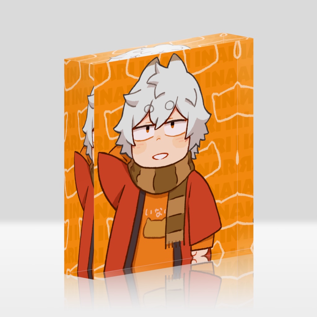 キツネ田コン太郎アクリルブロック(照れ)