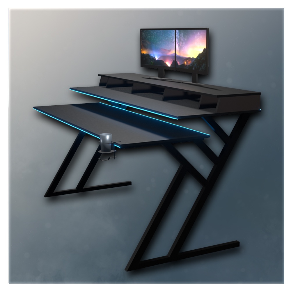 【3Dモデル】DTMデスク&デュアルディスプレイ