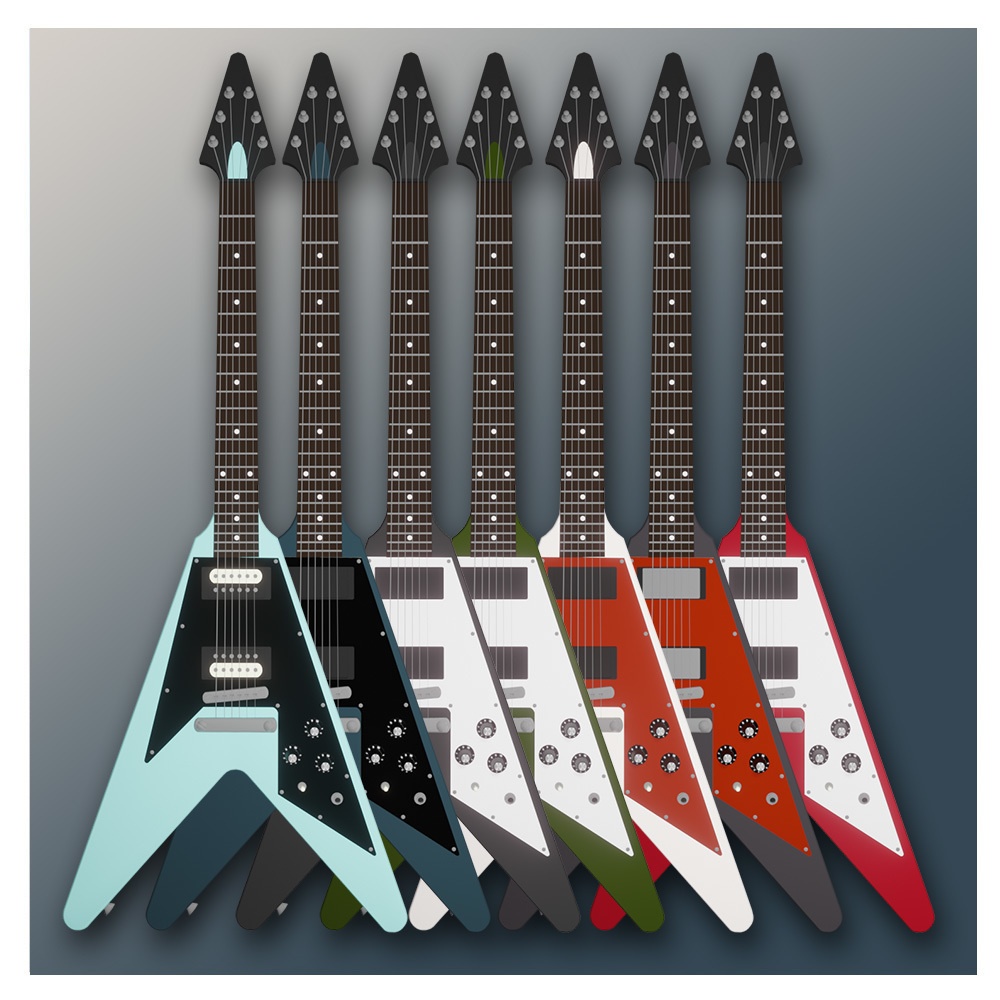 【3Dモデル】フライングVモデル ギター【7色セット】