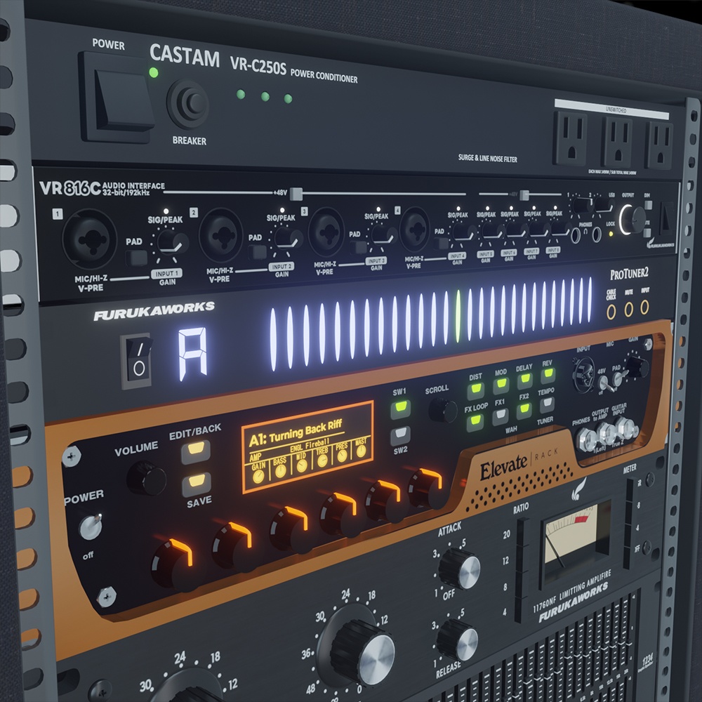 【3Dモデル】12Uラックマウントケース機材セット (VRChat, blender, Warudo対応)