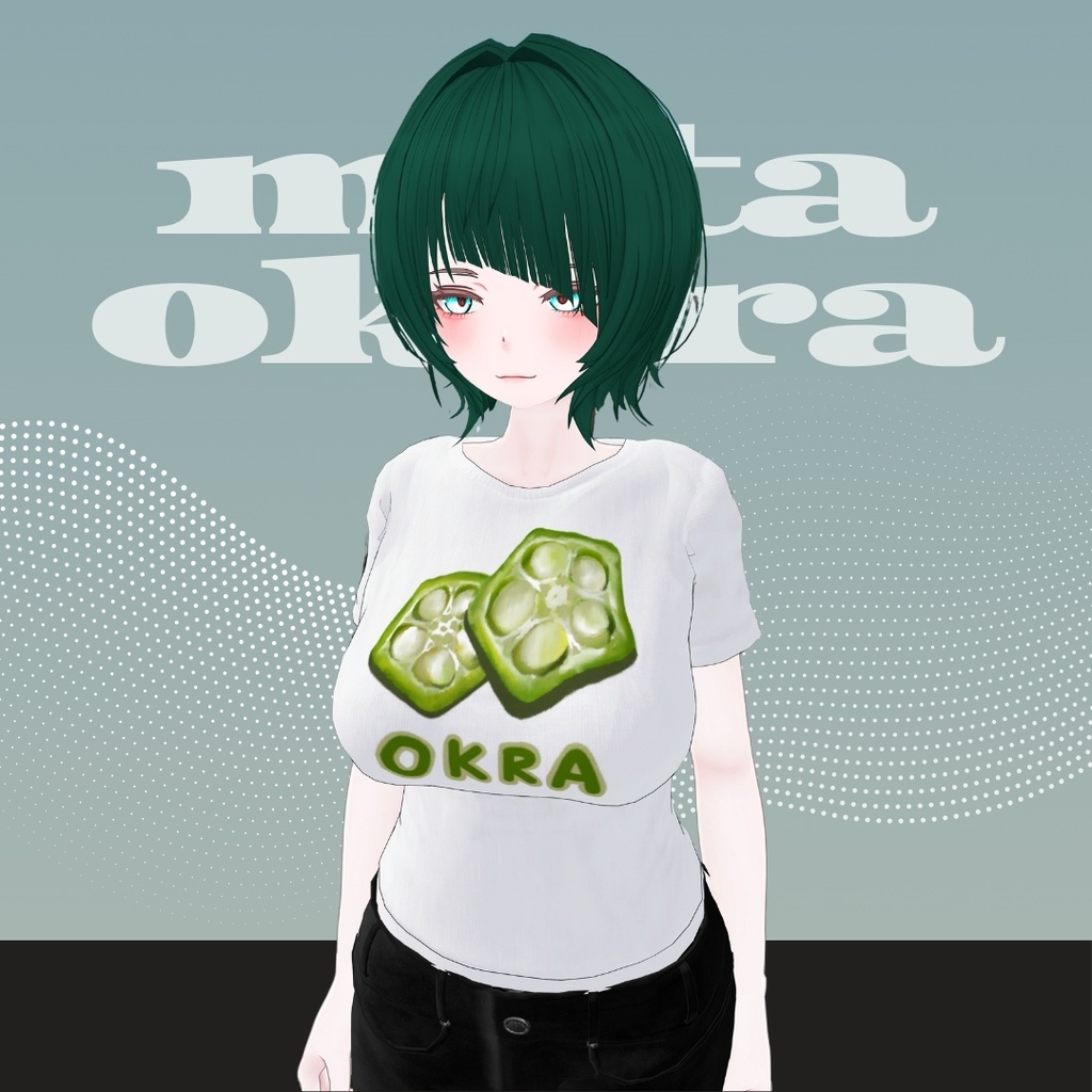 【無料】仙猫オクラTシャツ　テクスチャ