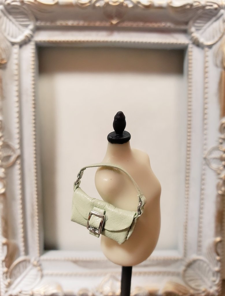 N)ミニチュア革バッグ(2way紐が外せるタイプ):若葉