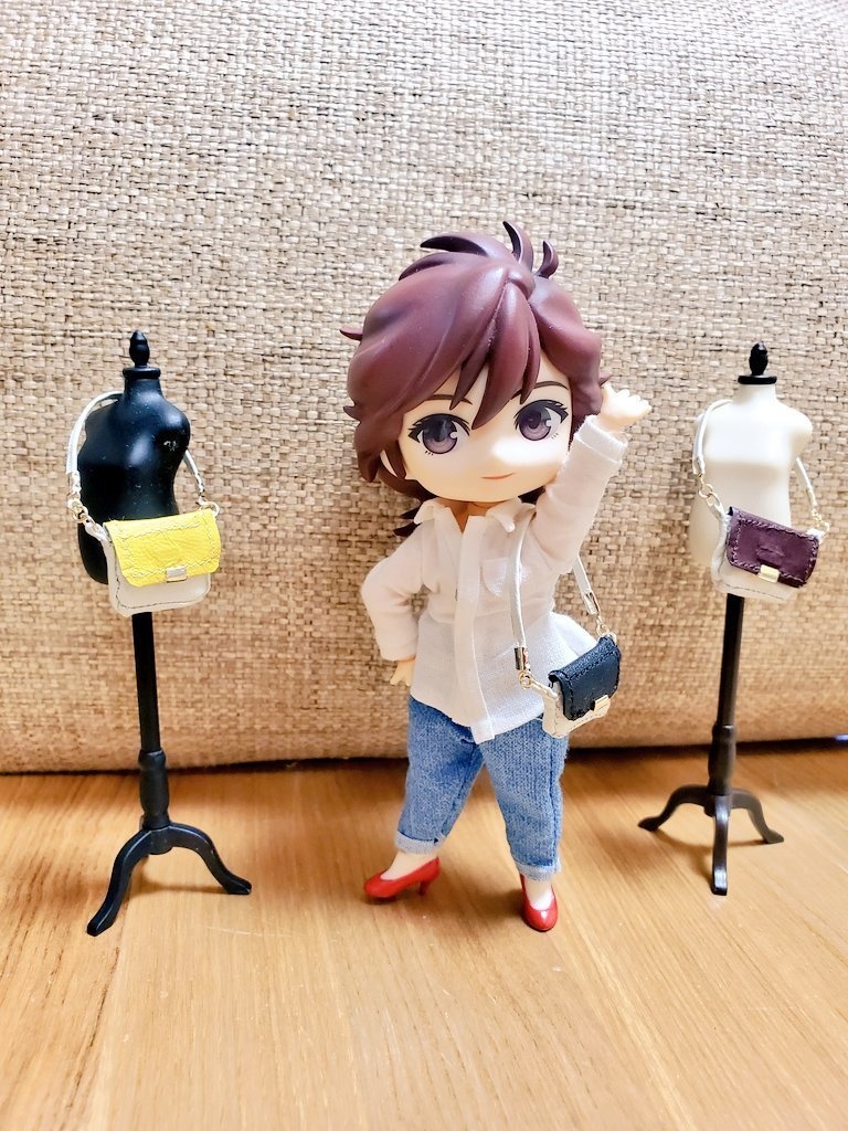 D)ミニチュア革バッグ:バイカラー(マグネットで開閉)