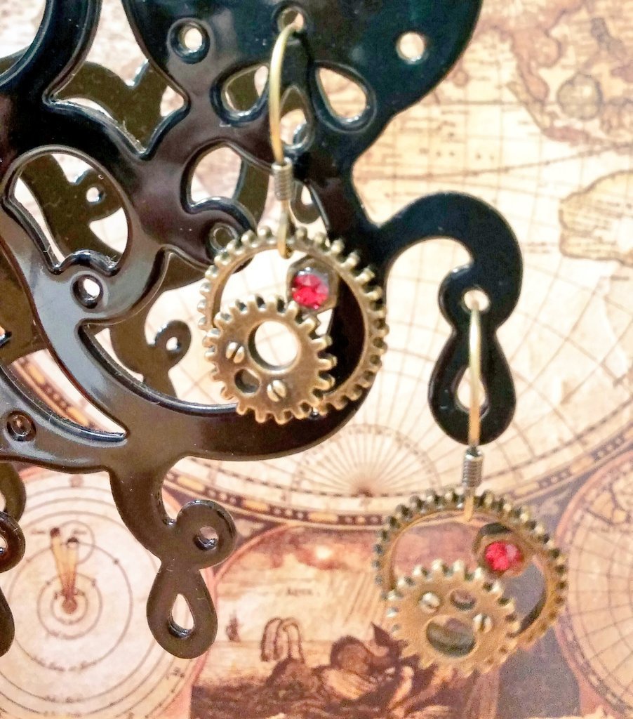 スチームパンクのピアス(イヤリングへの変更はメッセージにてお知らせください)
