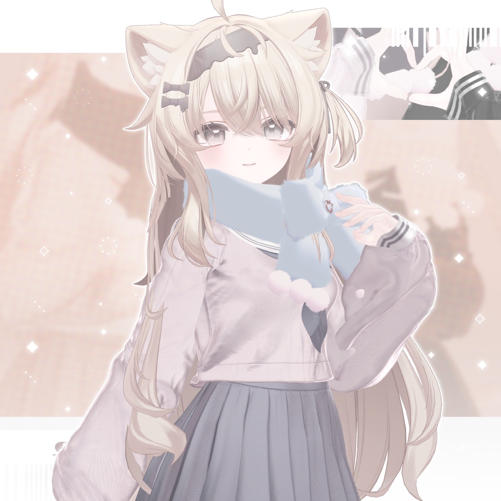 【無料/Free】🤍もふもふリボンマフラー🤍【24アバター対応】【MA設定済】