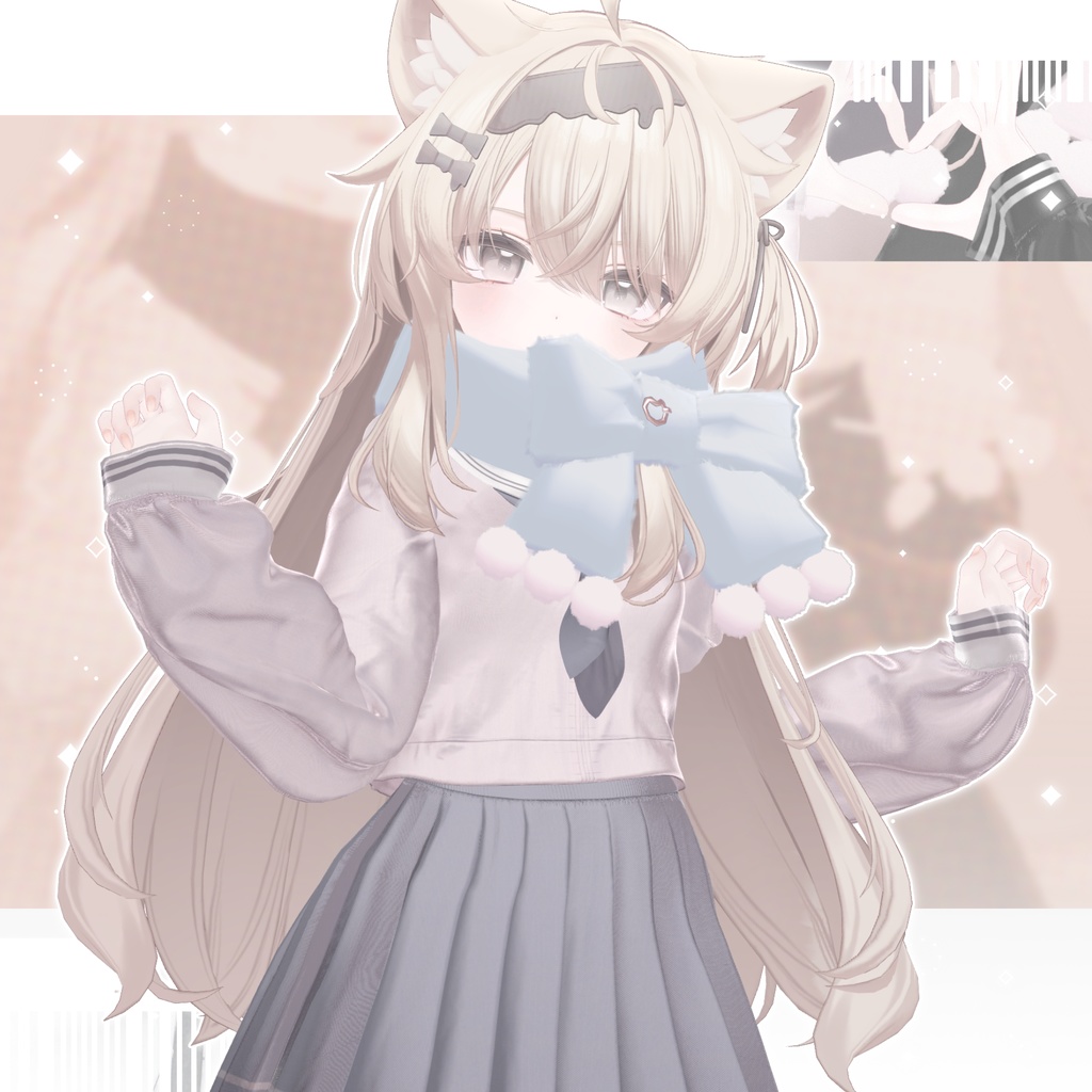 【無料/Free】🤍もふもふリボンマフラー🤍【24アバター対応】【MA設定済】