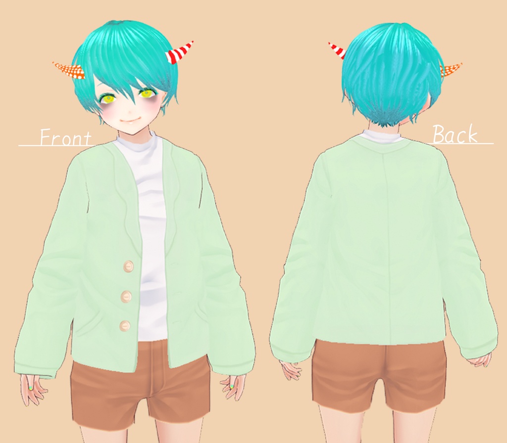 【VROIDβ版用テクスチャ】シンプルなパステルカラーコート【試着あり】