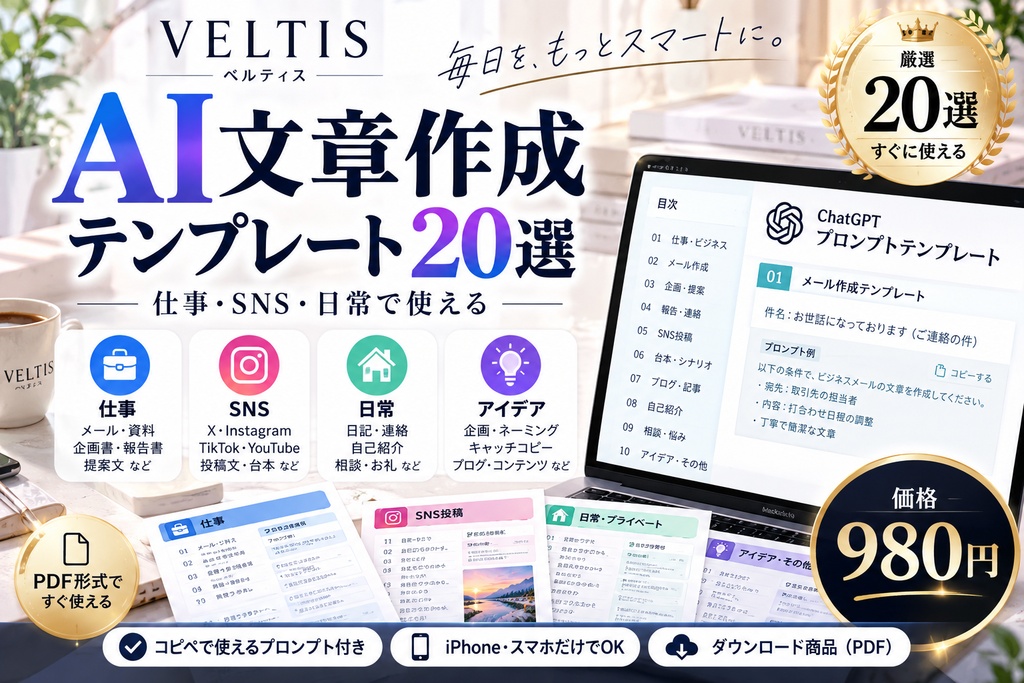 AI文章作成テンプレート20選｜仕事・SNS・日常で使える