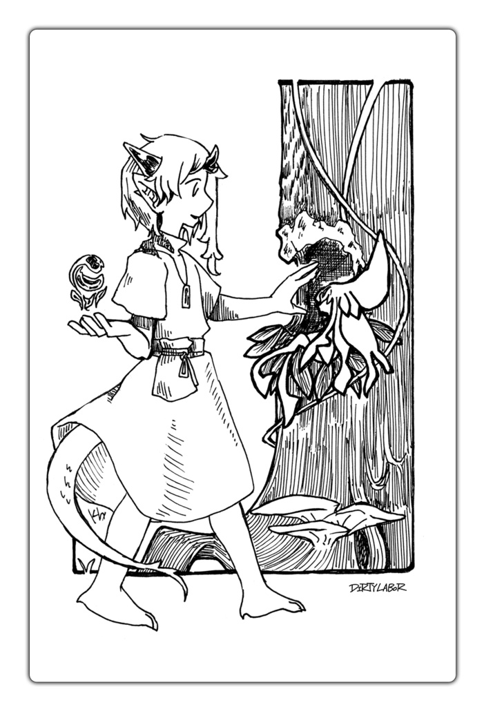 ポストカード「竜と妖精」