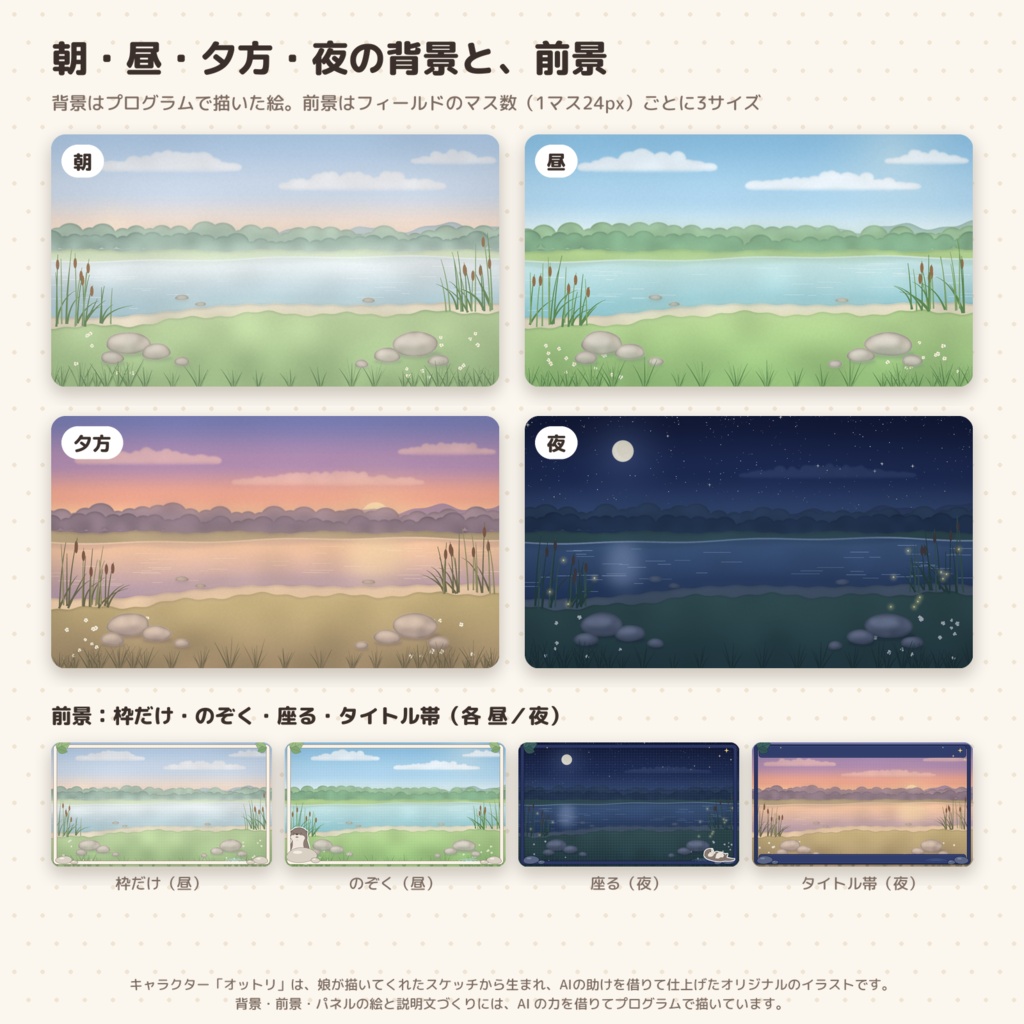 【ココフォリア】カワウソのオットリ お部屋セット|背景・前景・スクリーンパネル 全763点