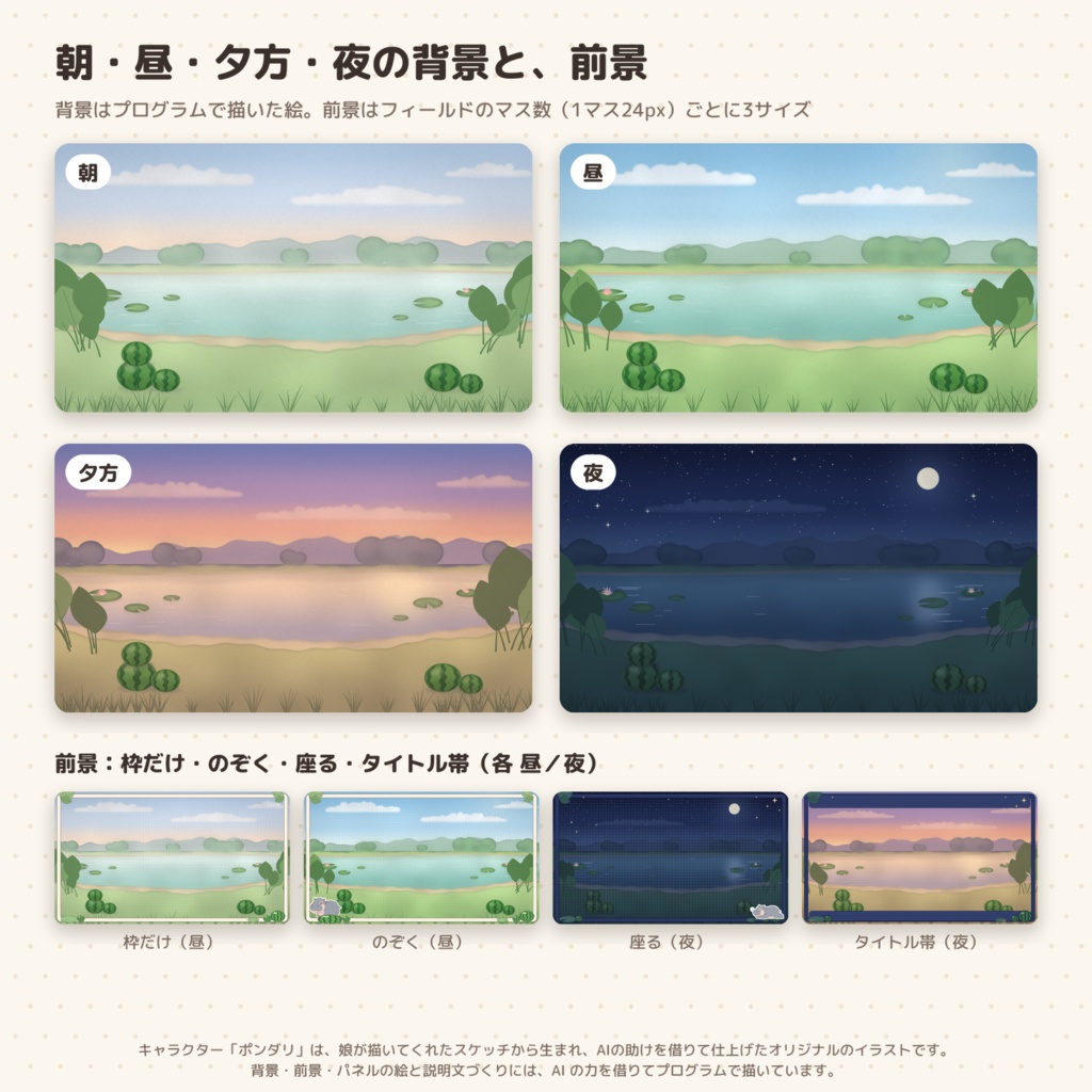 【ココフォリア】子カバのポンダリ お部屋セット|背景・前景・スクリーンパネル 全763点
