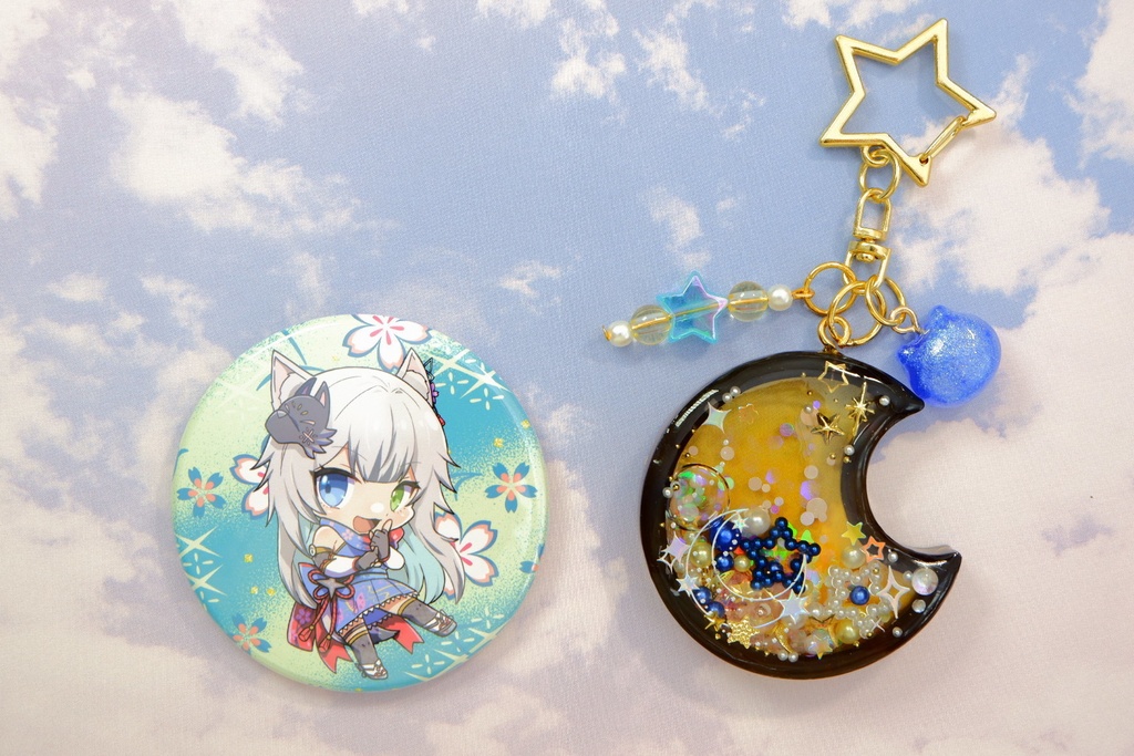 手作りレジンキーホルダー(三日月)