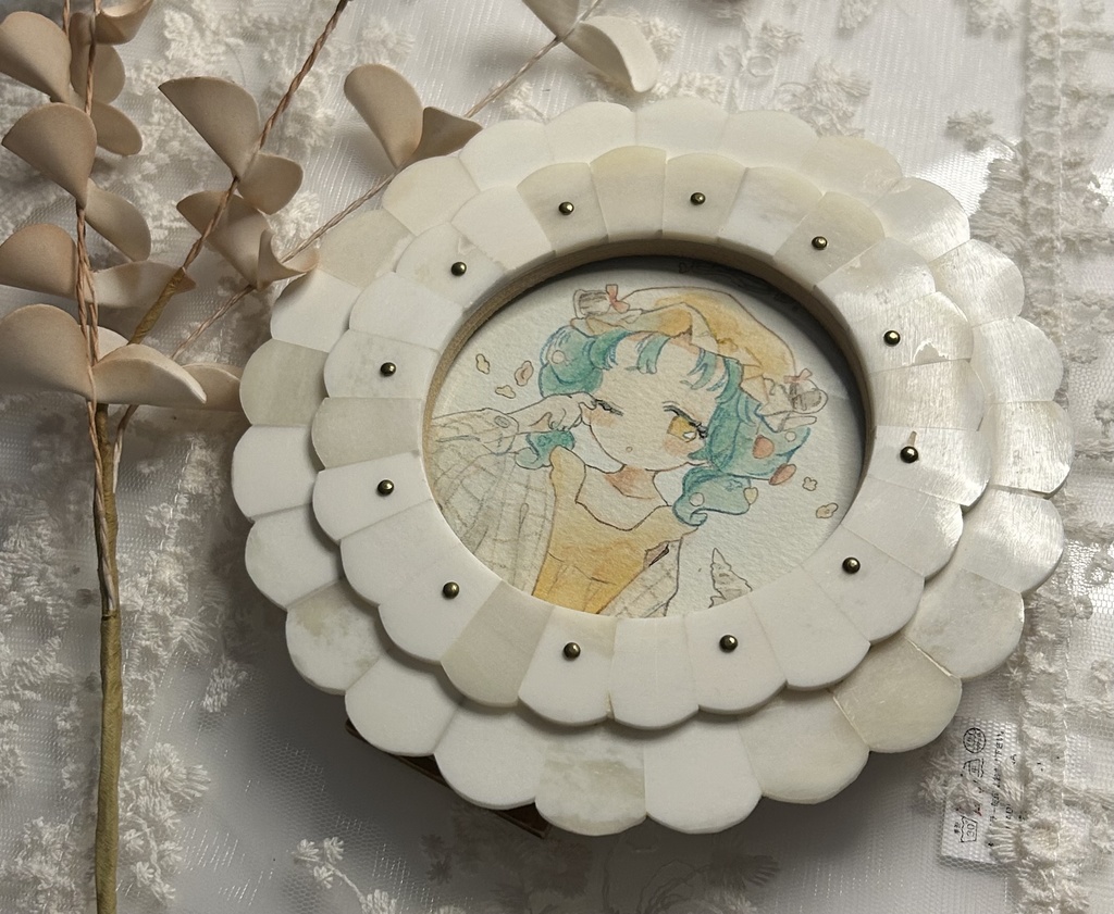 額装ミニ原画「おやすみの鐘が鳴る 」