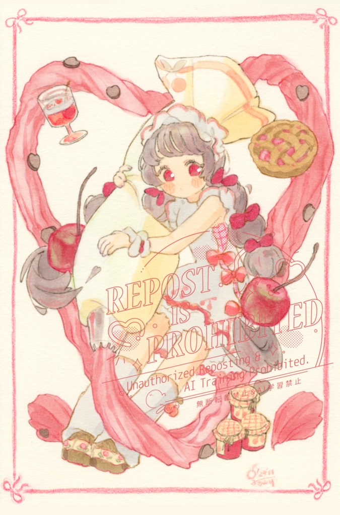 フレームレス原画「さくらんぼに恋する」