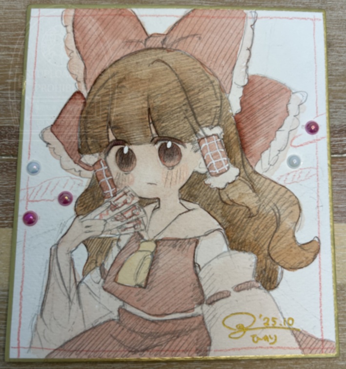 東方Project色紙「赤面霊夢」