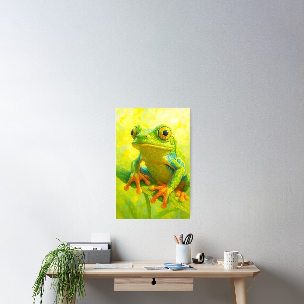 Yellow-Green Tropical Frog - Vibrant Art Print