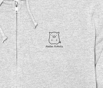 【こぶたのアトリエ】ノーマルロゴパーカー(灰色)