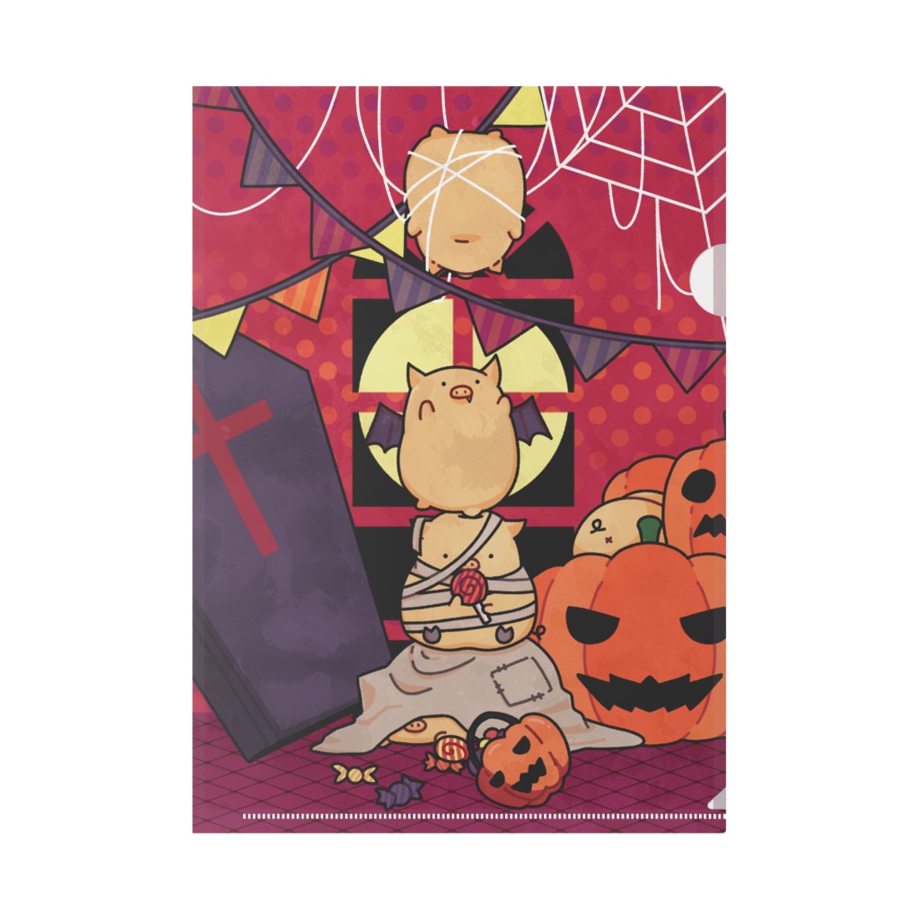 ハロウィンこぶたのクリアファイル