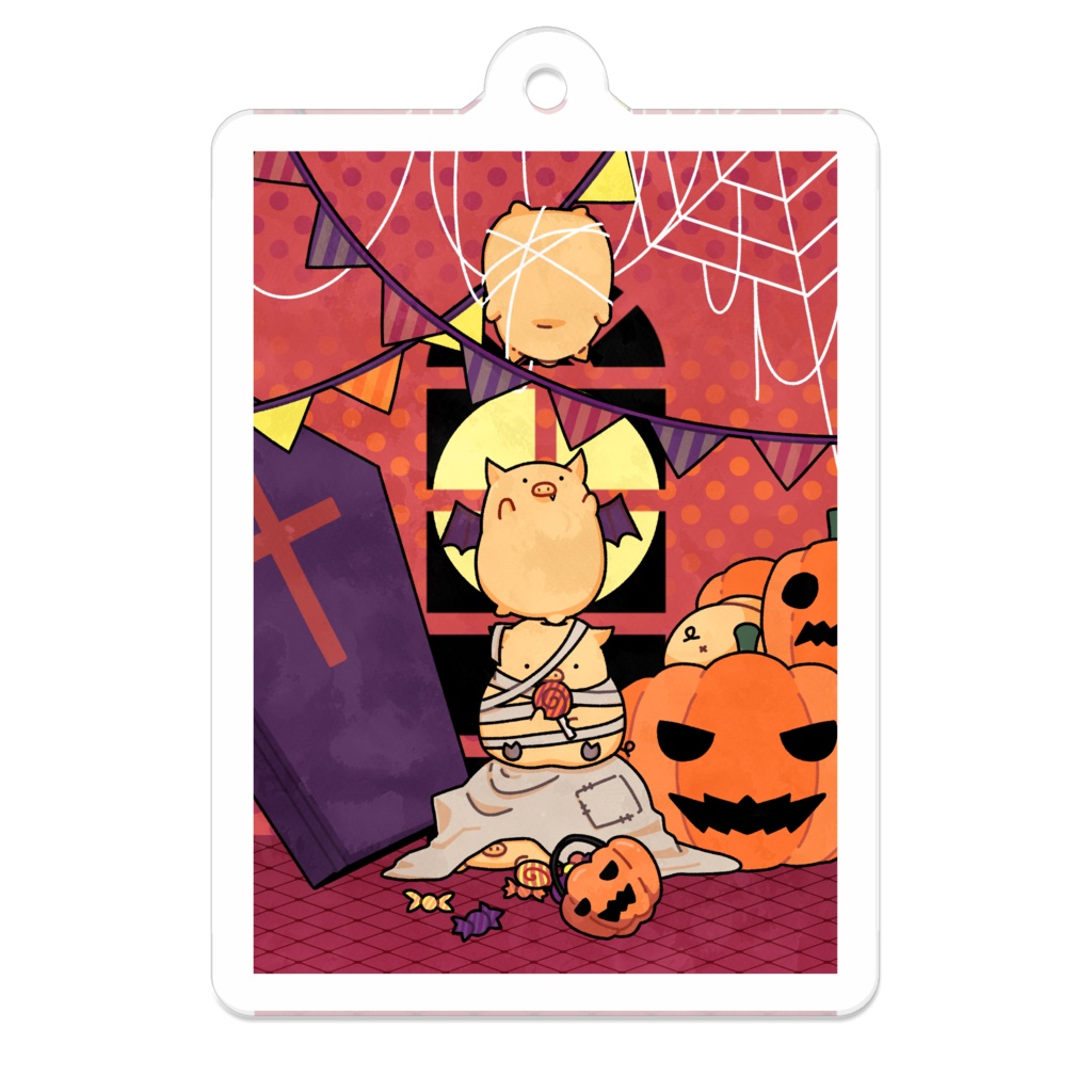 ハロウィンこぶたのキーホルダー