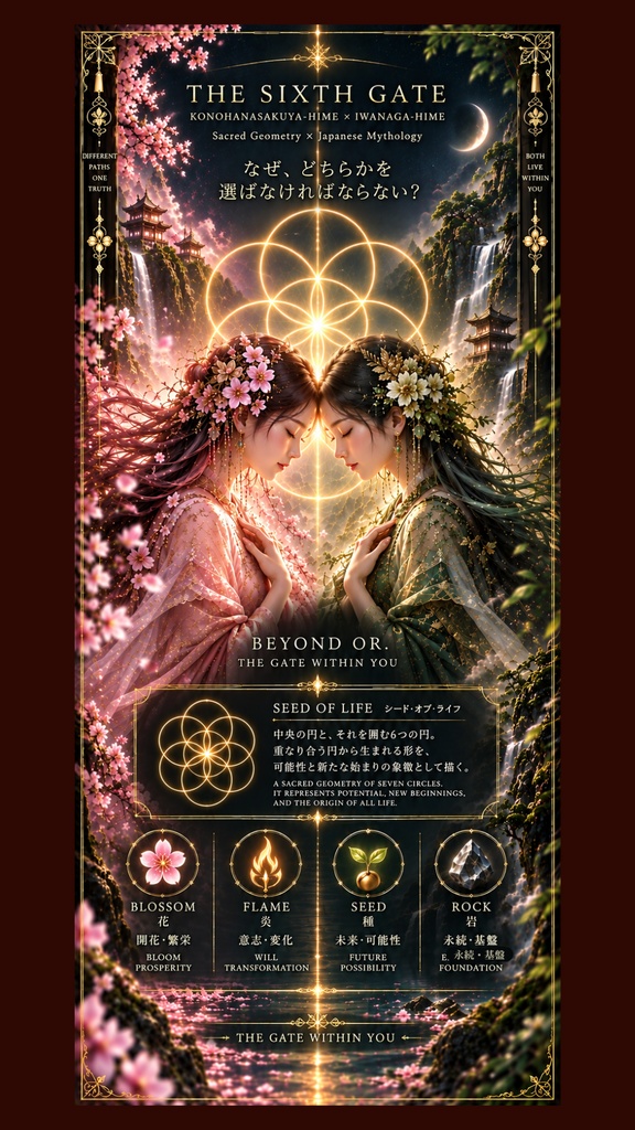 THE SIXTH GATE — KONOHANASAKUYA-HIME × IWANAGA-HIME|木花咲耶姫×磐長姫×神聖幾何学 スマホ壁紙