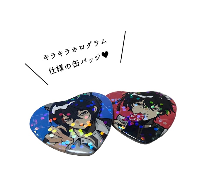 ハロウィンホログラムハート缶バッジ