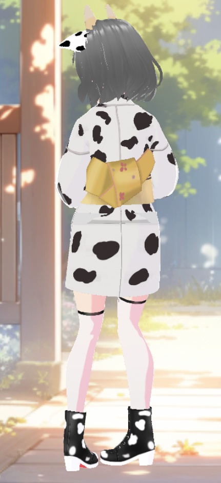 【VRoid】 牛柄着物テキスチャー セット