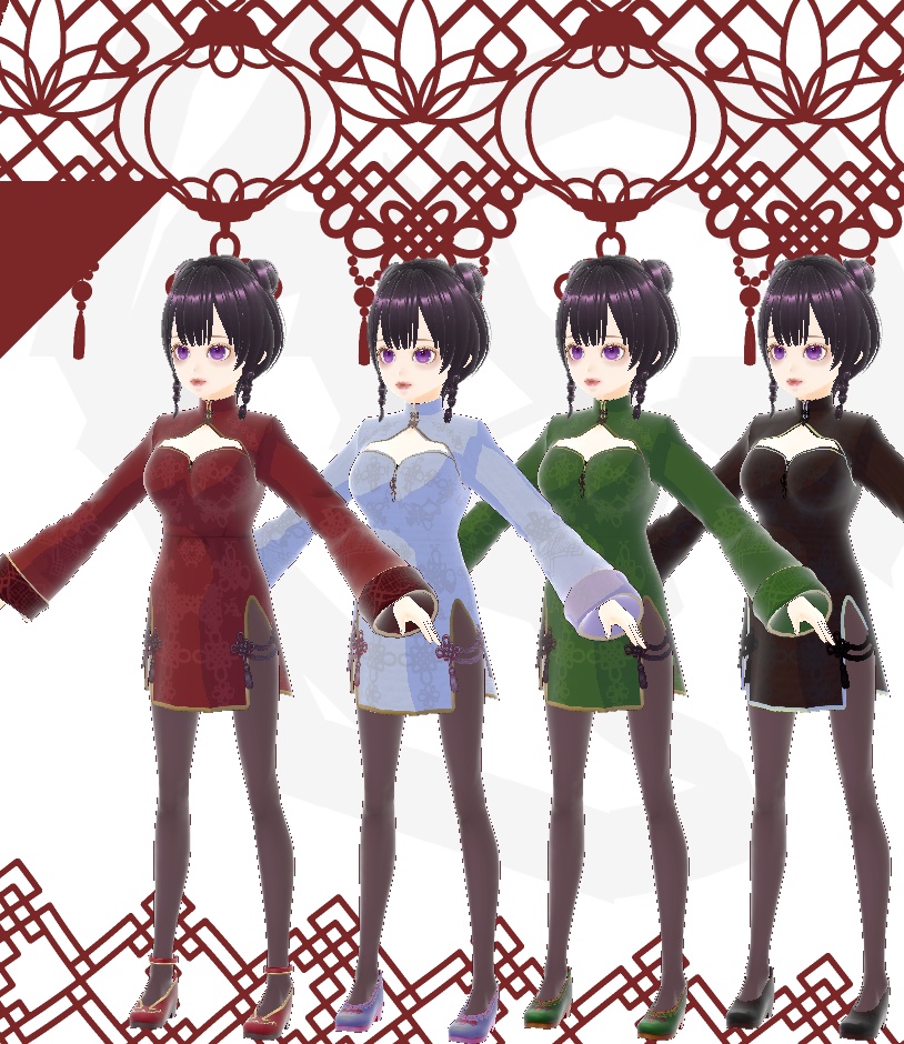 【VRoid】チャイナドレス 3カラーセット