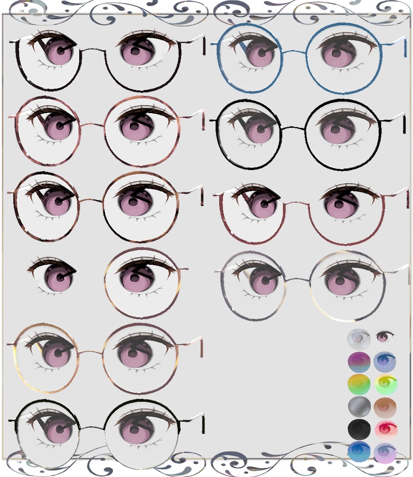 【VRoid】眼鏡 セット テクスチャー