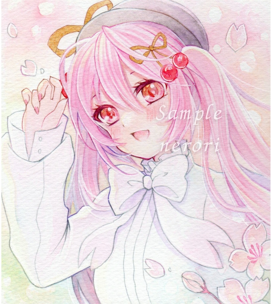 手描きイラスト アナログイラスト 桜ミク