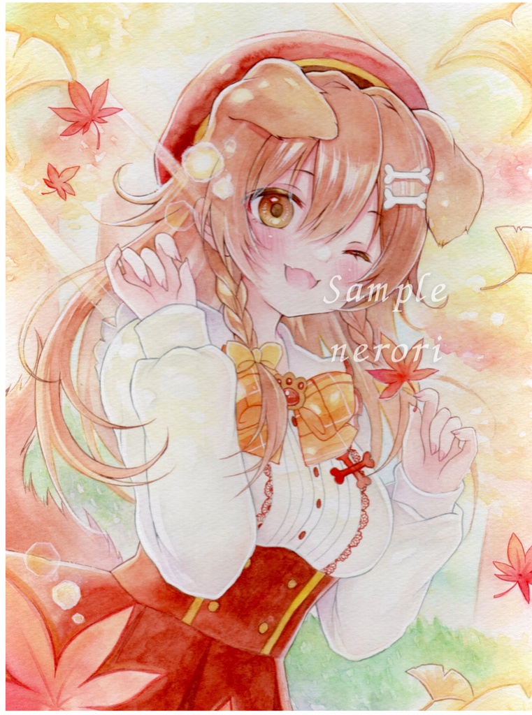 手描きイラスト アナログイラスト ホロライブ 戌神ころね