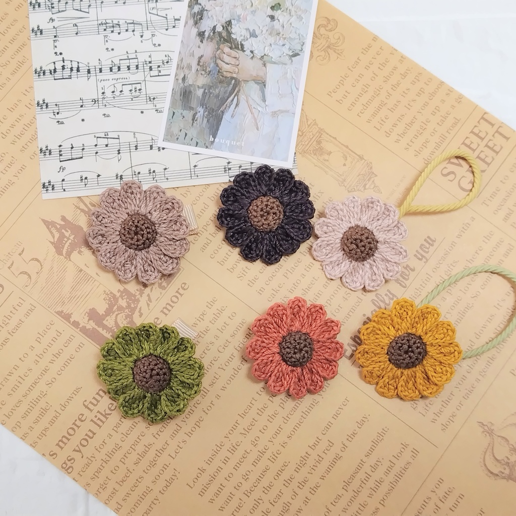 秋色お花のヘアクリップ ポシェット風