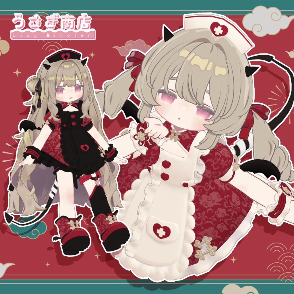 〖BLACK FRIDAY SALE〗小悪魔チャイナース【複数アバター対応】#うさぎ商店