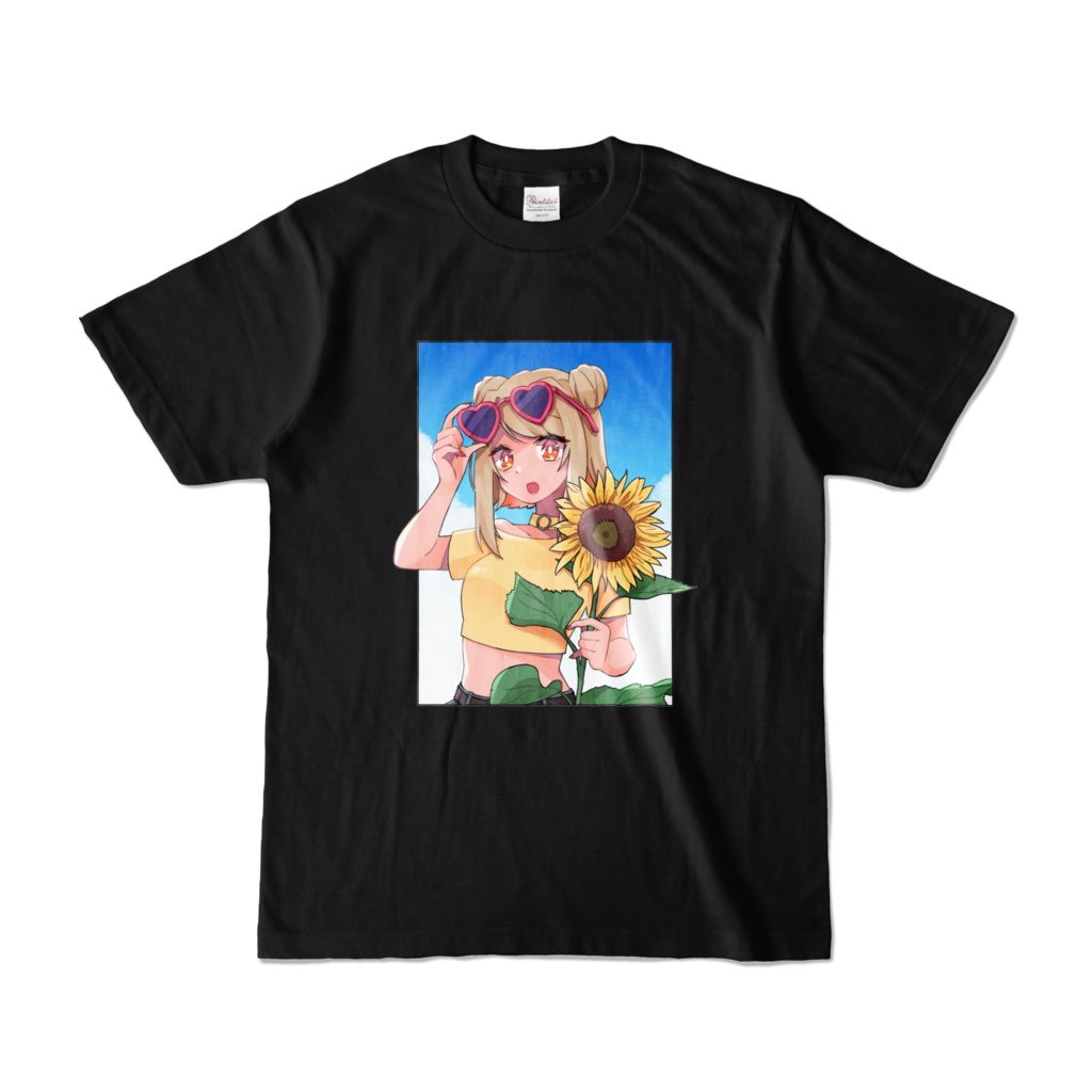 ひまわりのTシャツ-ブラック