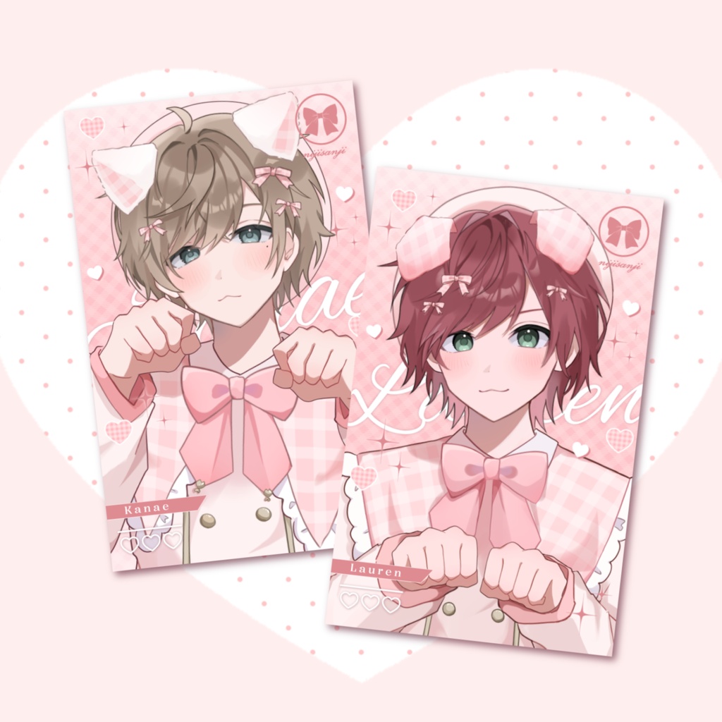 ♡ pink gingham card set ♡