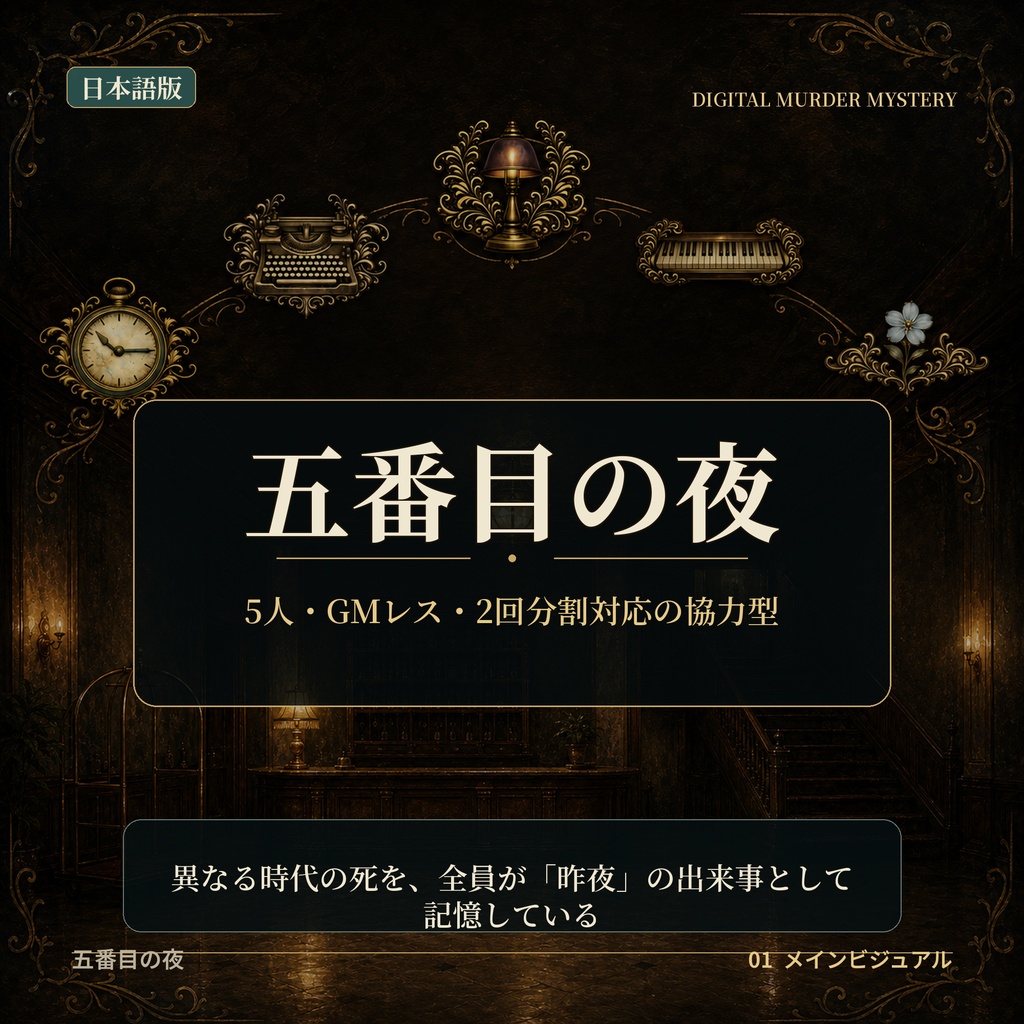 【日本語版／5人用・GMレス／CCFOLIA】『五番目の夜』2回分割対応・犯人投票なしの協力型