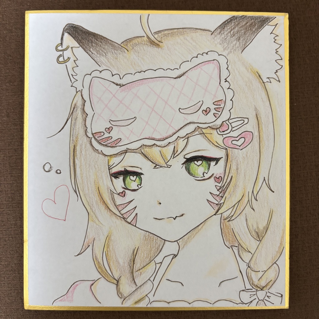 【一点物】お絵かきミニ色紙(サイン付き)【自画像】