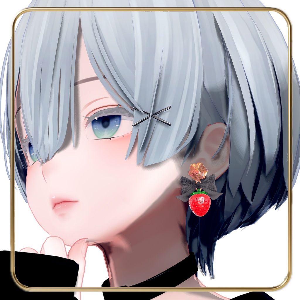 ゆらゆらいちごリボンピアス