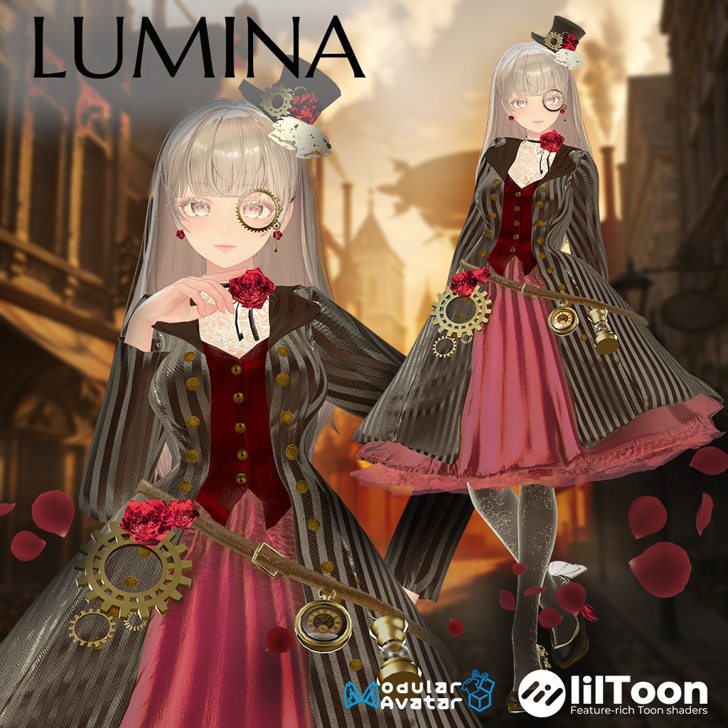 【10アバター対応】🌹ローズスチームパンクドレス&スーツ🌹