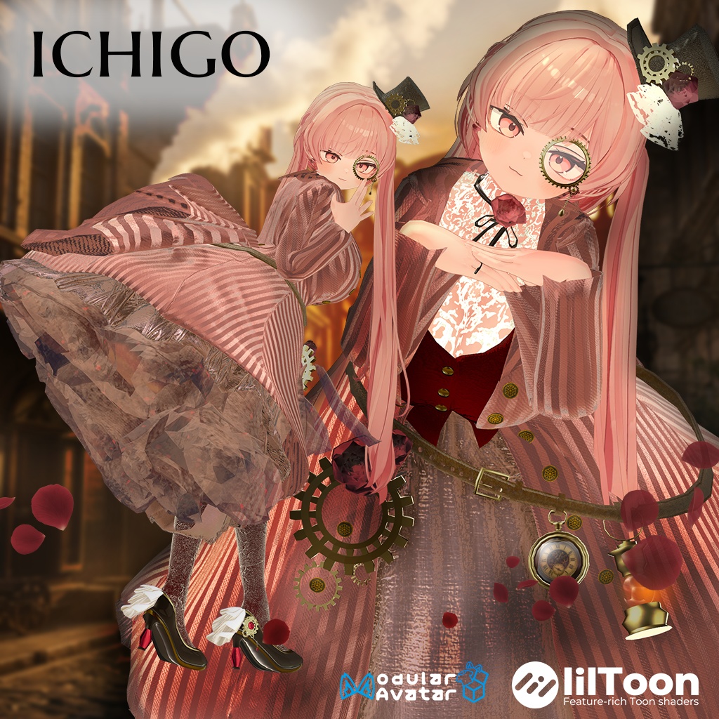 【10アバター対応】🌹ローズスチームパンクドレス&スーツ🌹