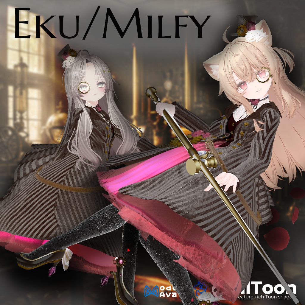 【10アバター対応】🌹ローズスチームパンクドレス&スーツ🌹