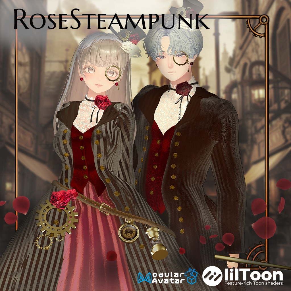 ✨ルミナ発売記念大セール✨【10アバター対応】🌹ローズスチームパンクドレス&スーツ🌹