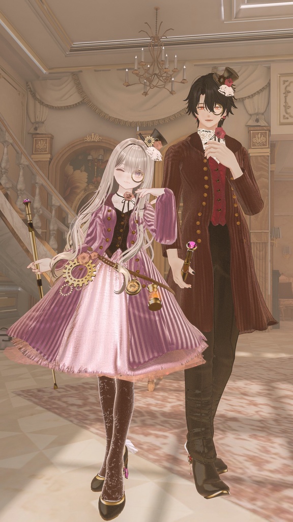 【10アバター対応】🌹ローズスチームパンクドレス&スーツ🌹