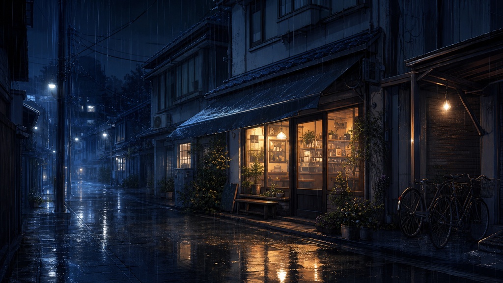 【背景素材4枚】雨夜のレトロ喫茶|ゲーム・TRPG・配信・商用利用可