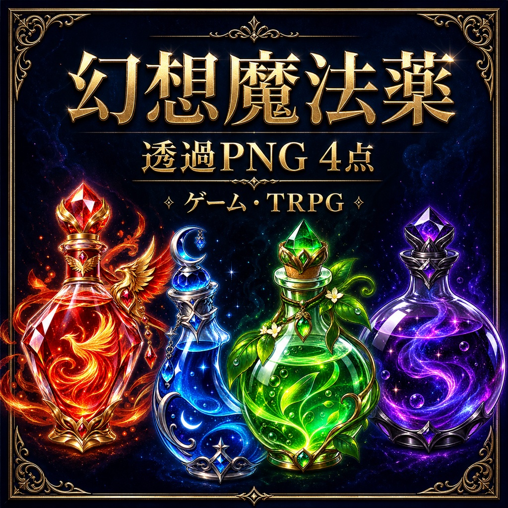 【透過PNG4点】幻想魔法薬アイコンセット｜ゲーム・TRPG・商用利用可