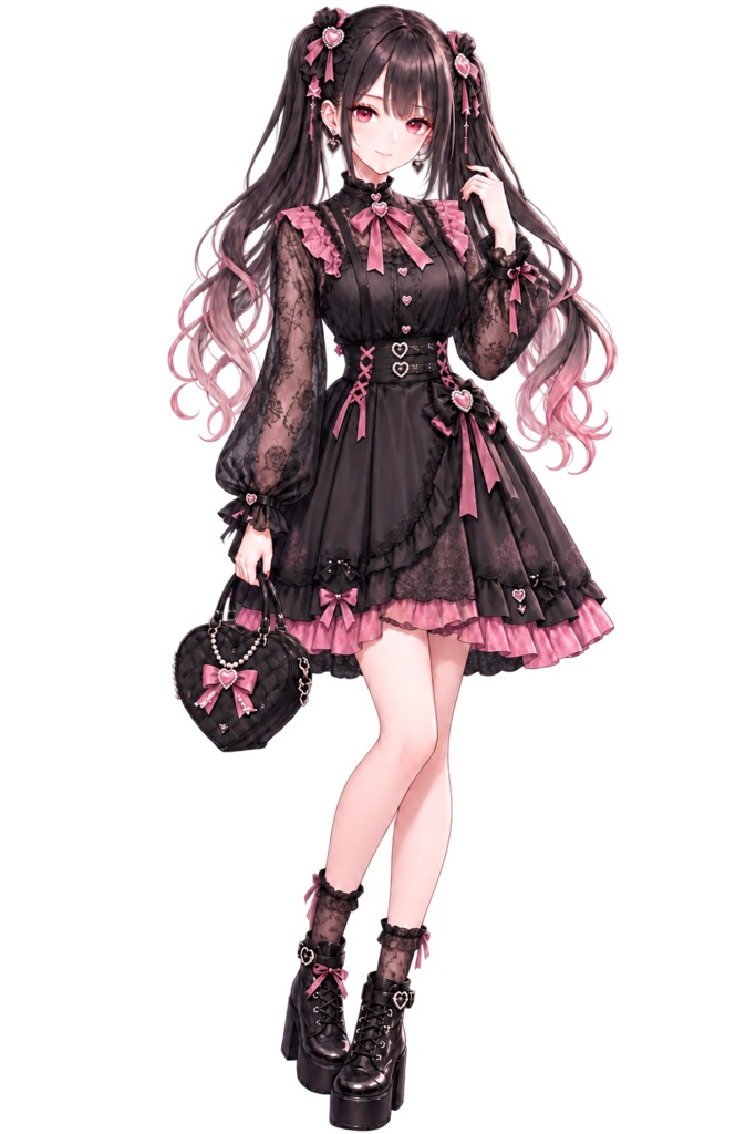 【表情差分6種】地雷系女子・全身立ち絵|TRPG・ゲーム・商用利用可