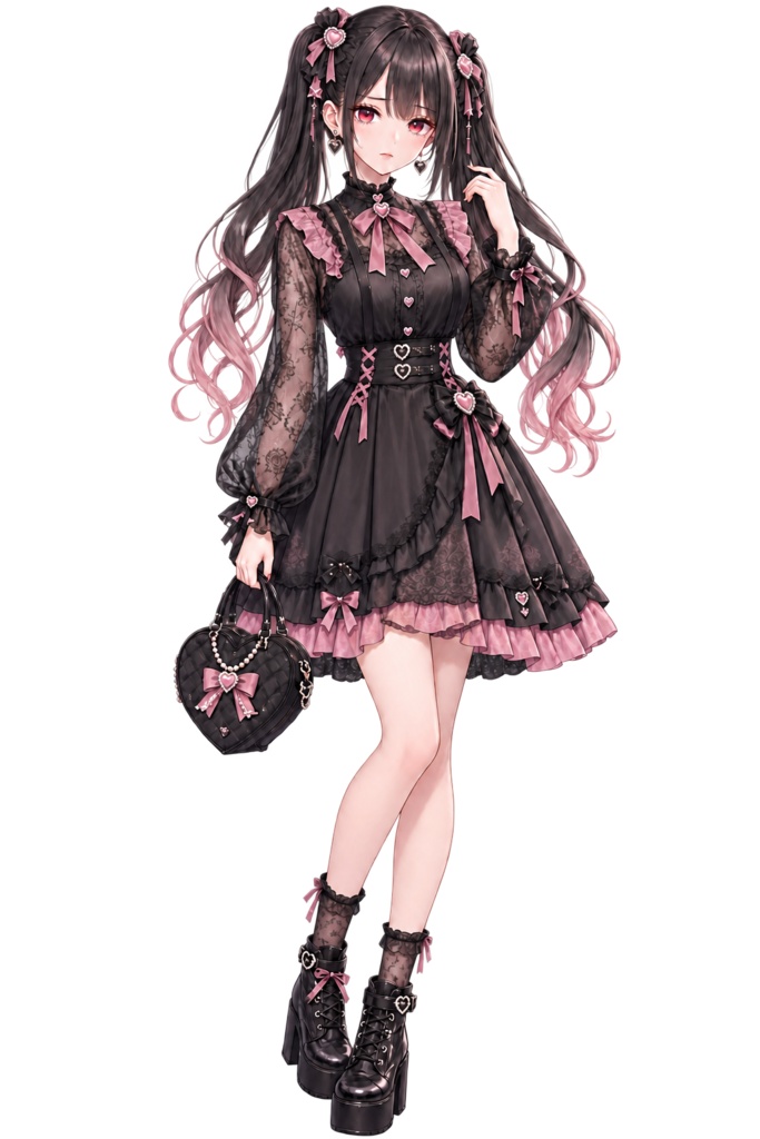 【表情差分6種】地雷系女子・全身立ち絵|TRPG・ゲーム・商用利用可