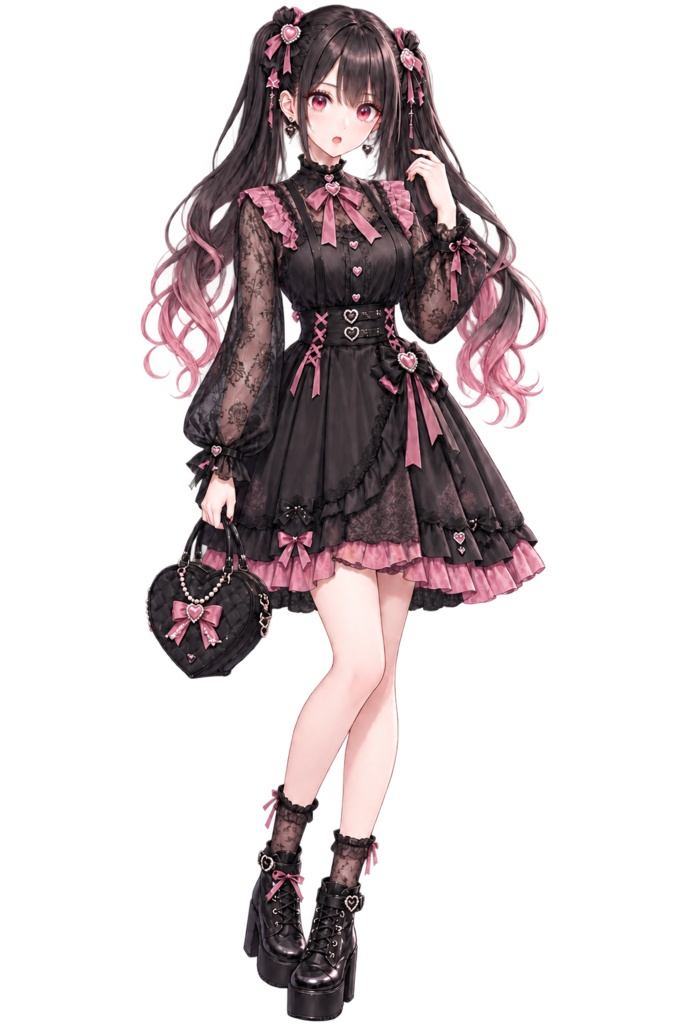 【表情差分6種】地雷系女子・全身立ち絵|TRPG・ゲーム・商用利用可