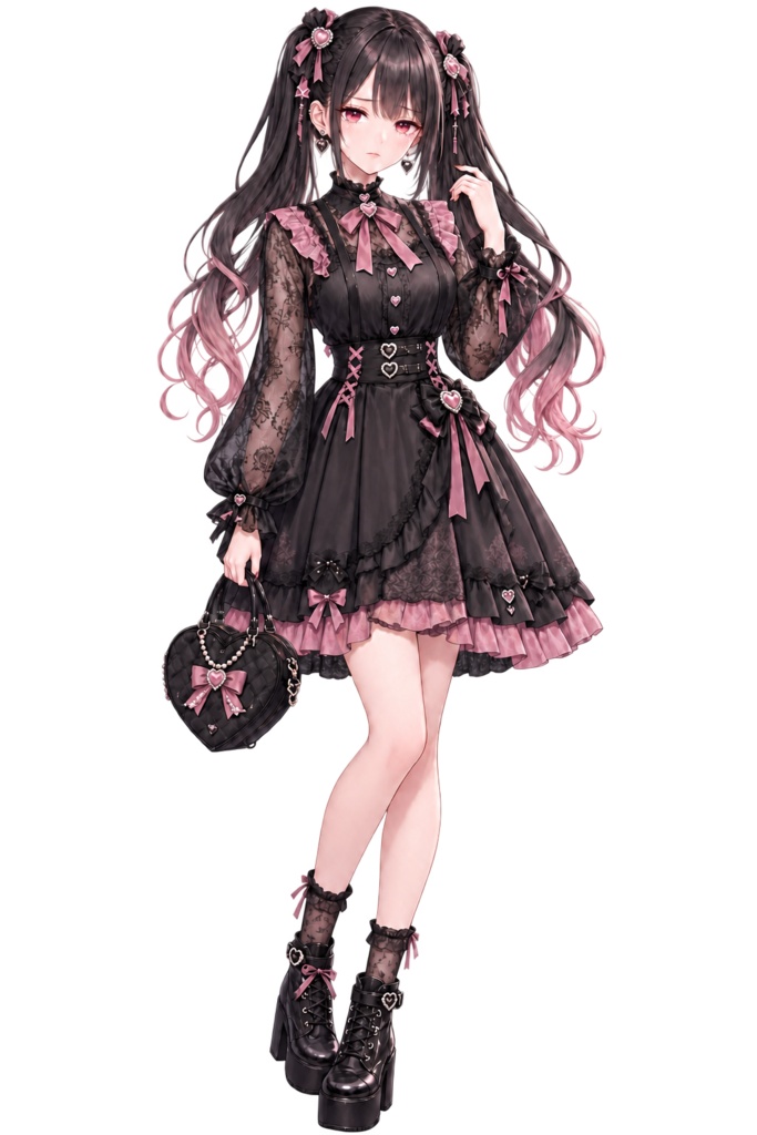 【表情差分6種】地雷系女子・全身立ち絵|TRPG・ゲーム・商用利用可